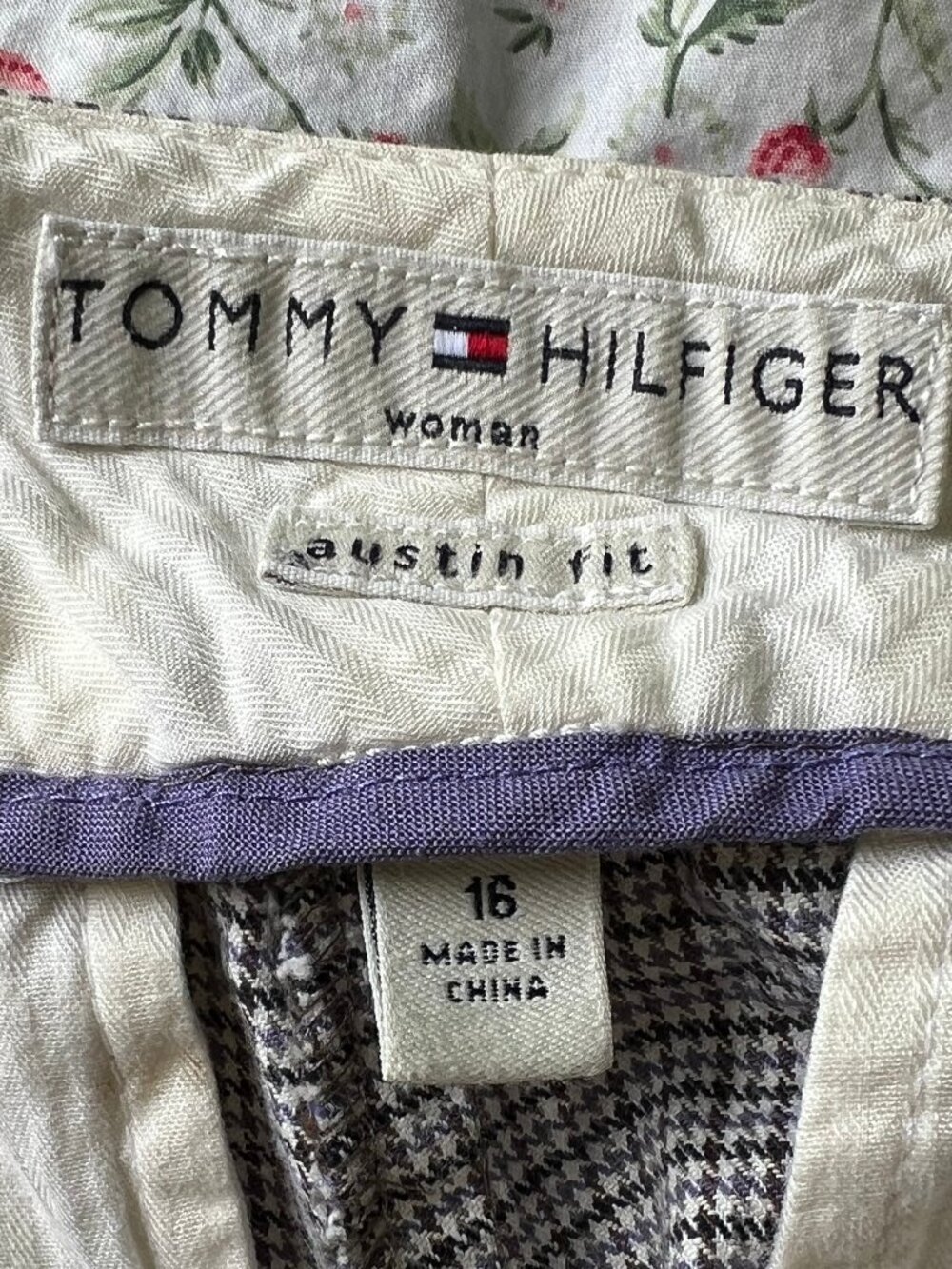 Tommy Hilfiger Austin Fit Houndstooth Women's Ribbon Tie-Waist Pants - Picture 12 of 16